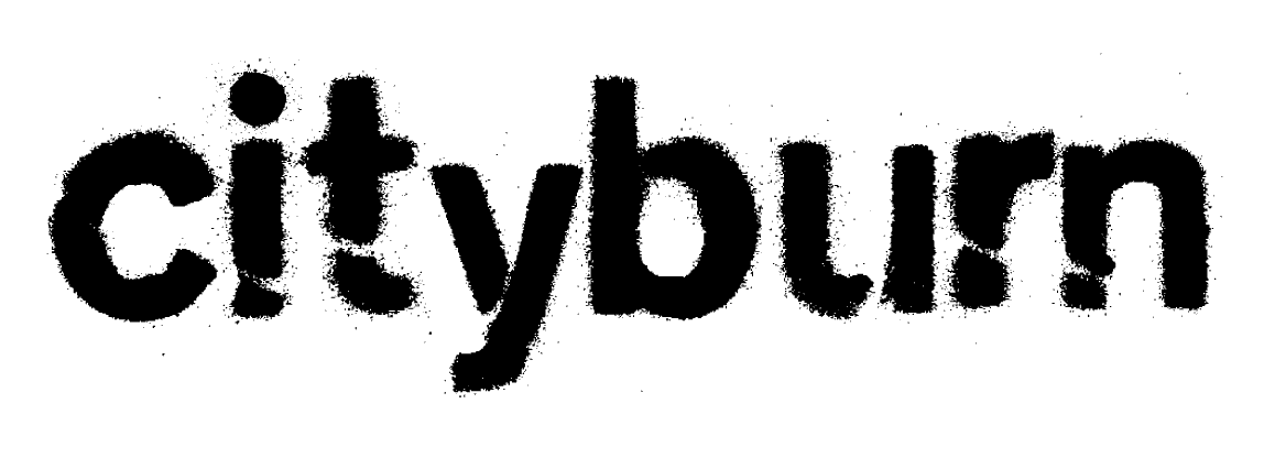 black and grainy font type that reads 'cityburn'